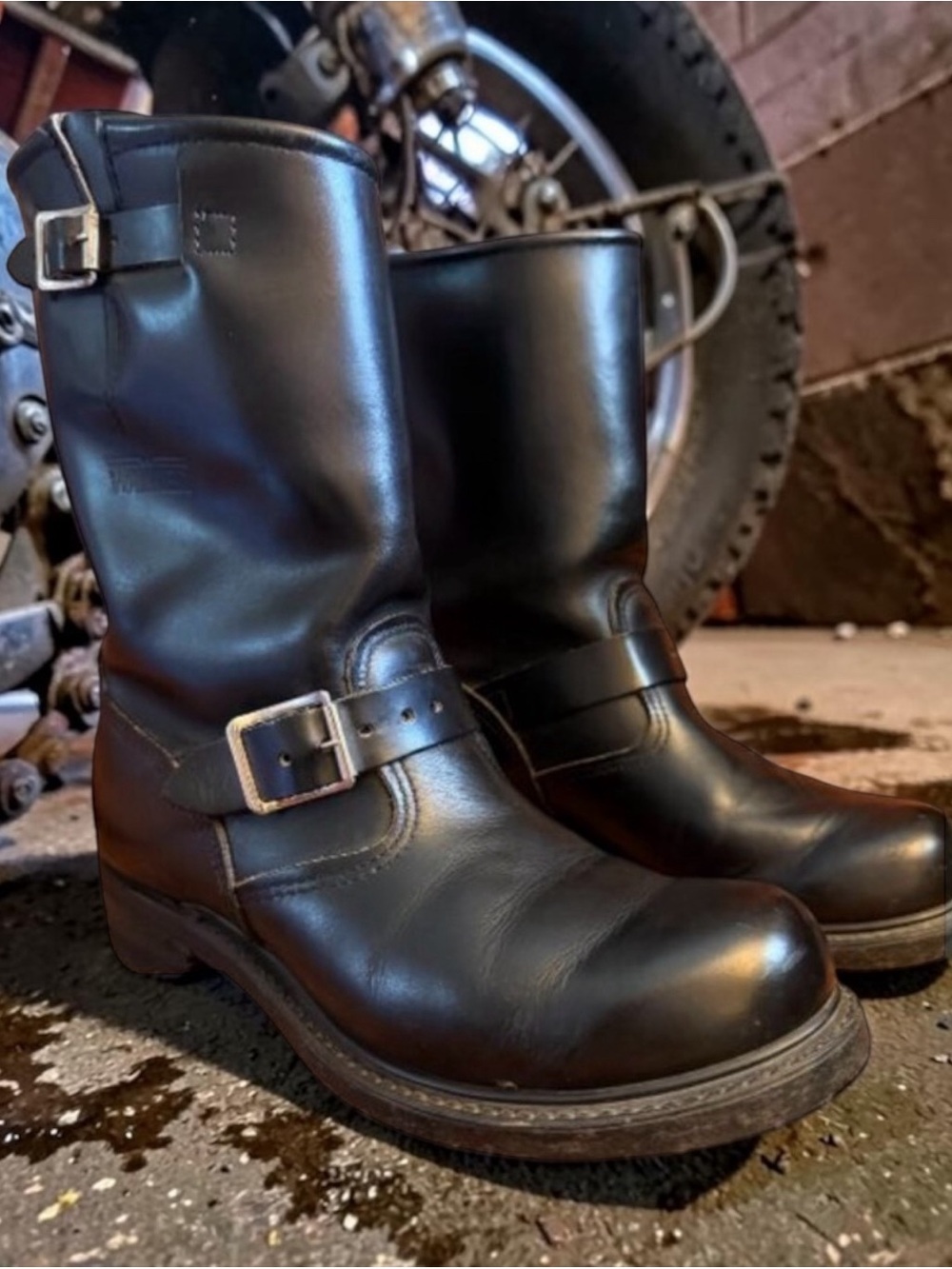 Vintage Walker Black Leather Engineer/Moto Boots Men's Size 7.5 (Women’s Sz 9)